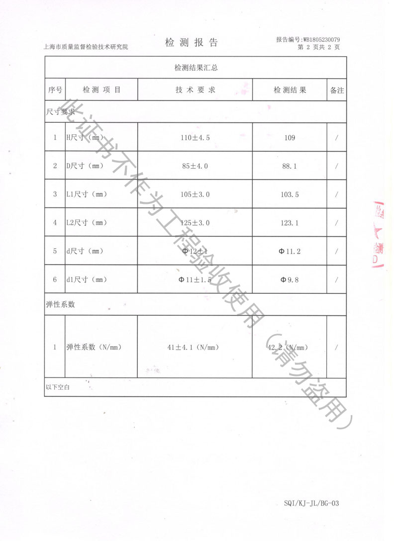 2018.8.1ZTA型水泵弹簧减振器检测报告 2018.8.1ZTA型水泵弹簧减振器检测报告
